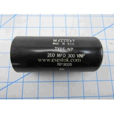CAPACITOR, 200 MFD - 300 VDC